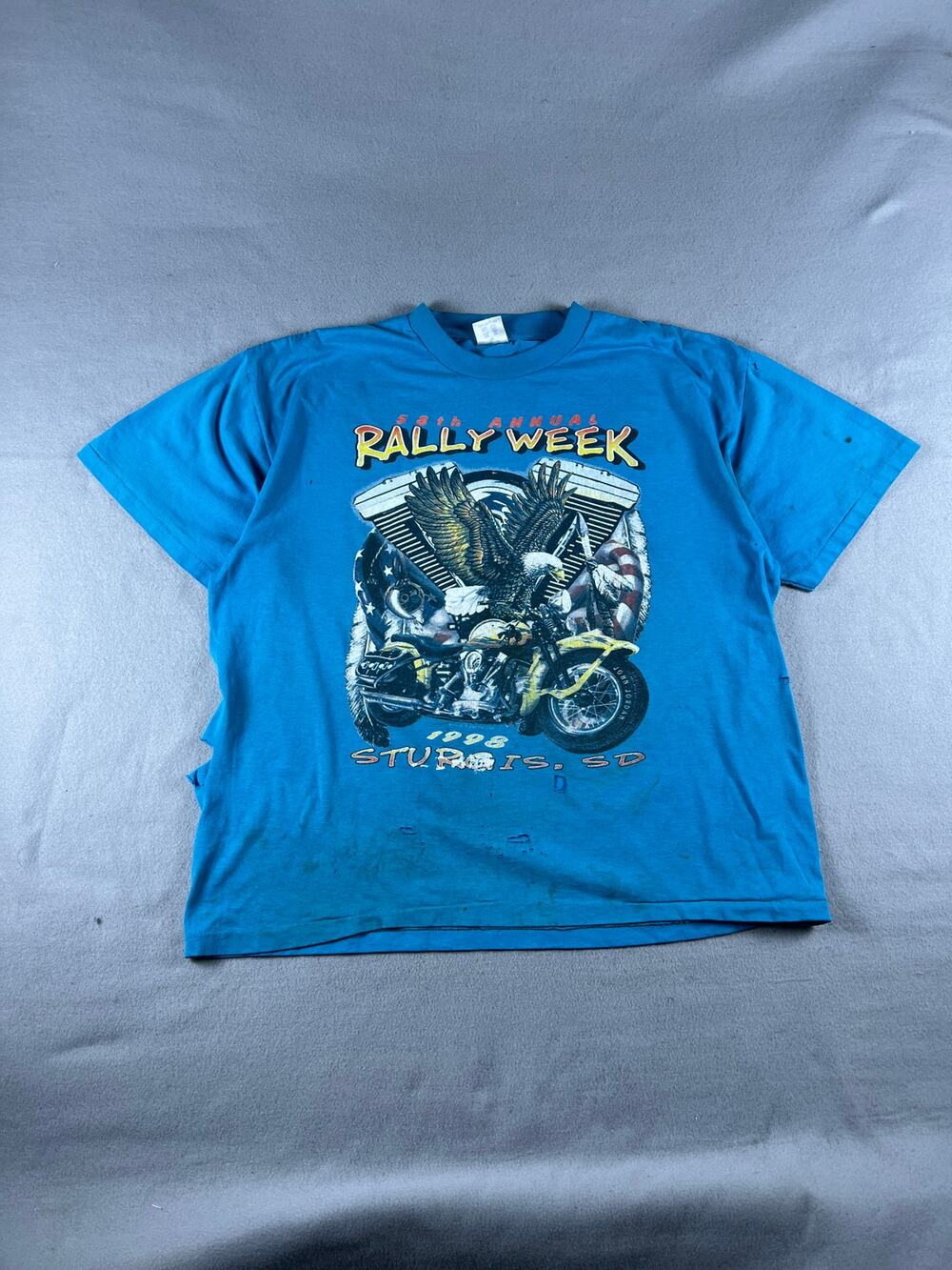 Harley Davidson Sturgis Biker Shirt Size XL Eagle Rally Week 90s Thrashed Vntg